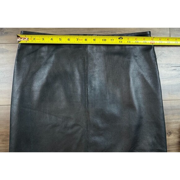Allsaints Dark Green Leather Pencil Skirt With Zip Up Back Detail Size 10 - Picture 3 of 6